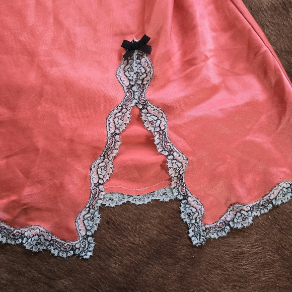 Victoria Secret Coral Pink Lace Satin Slip Chemise Dress~ RARE - Picture 7 of 8